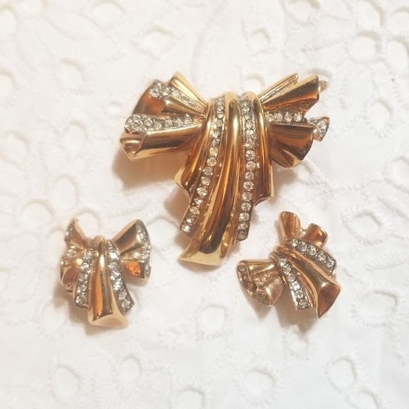 𝅺rare 1934 B.A. BALLOU Rhinestone Demi Parure - Picture 5 of 5